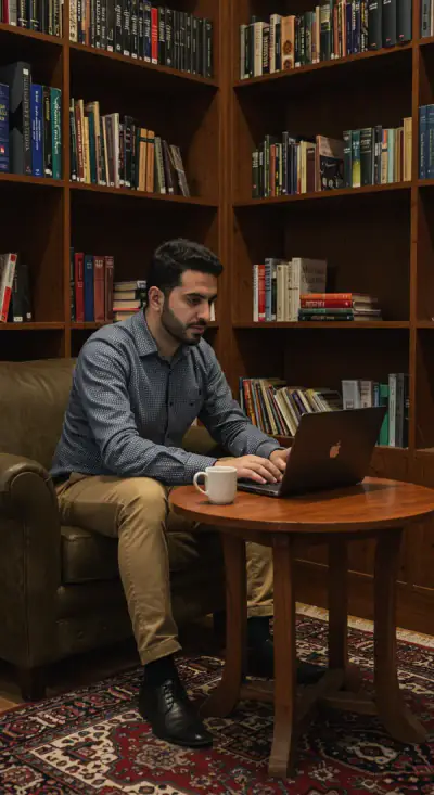 دارس يتابع دراسته عن بُعد